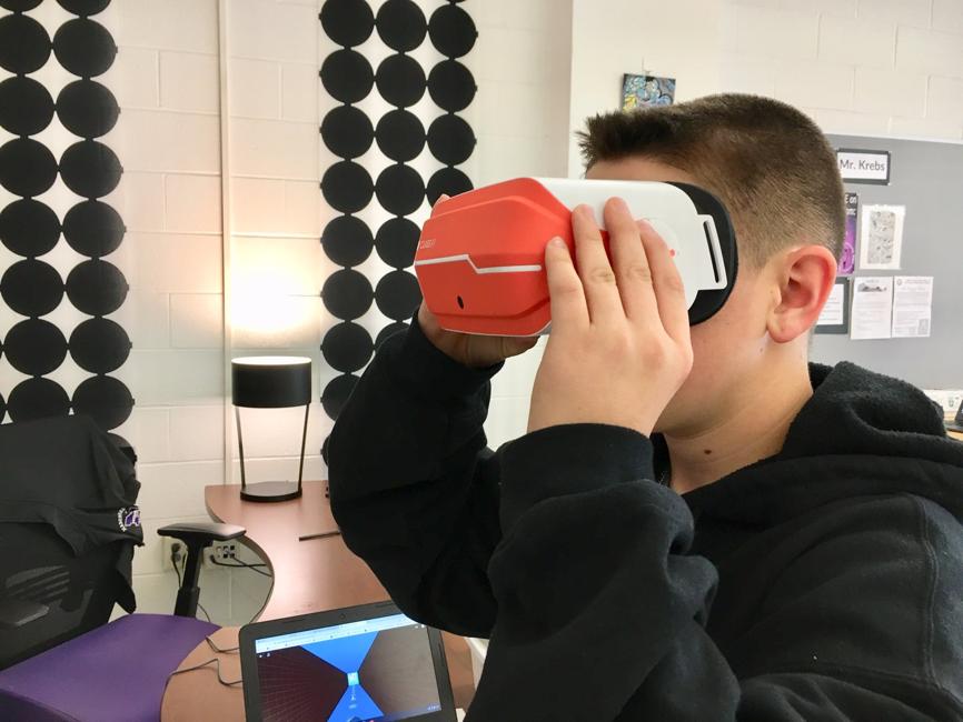 MHS Student with AR/VR Goggles