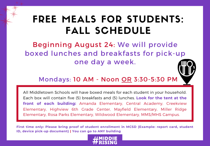 Free meal schedule
