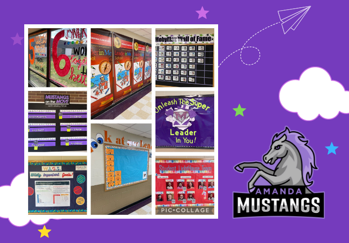 Collage of positive signs throughout Amanda Elementary
